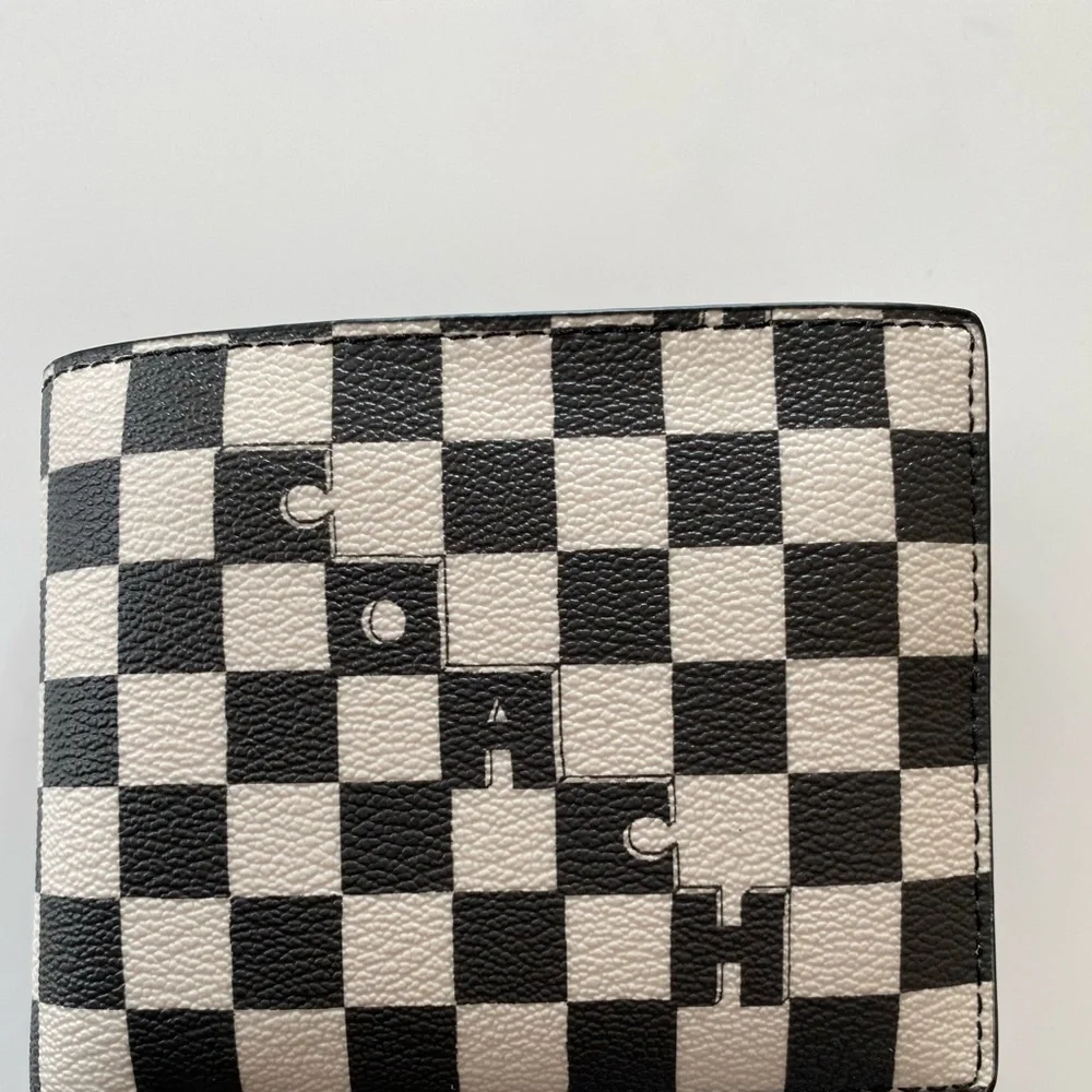 NWT Coach 3 in 1 Wallet with Checker Print C6789 Black/Chalk - Picture 2 of 13